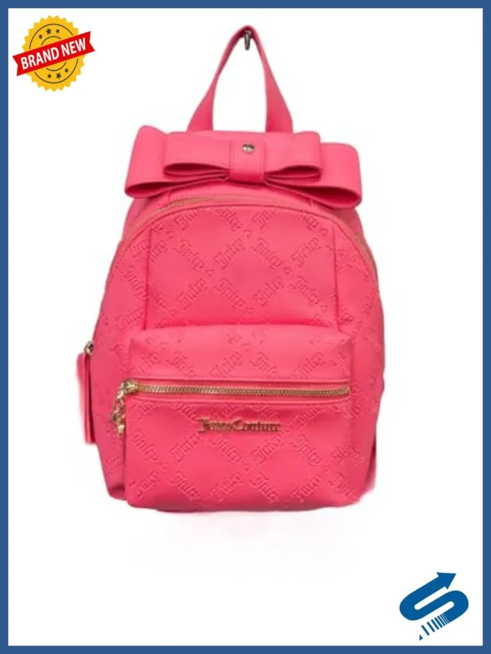 Mini Faux Leather Backpack with Oversized Bow & Embossed Logo